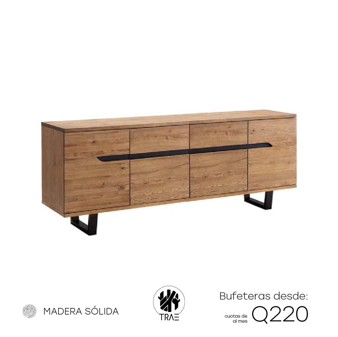 Arbor - Bufetera madera sólida roble 4 puertas