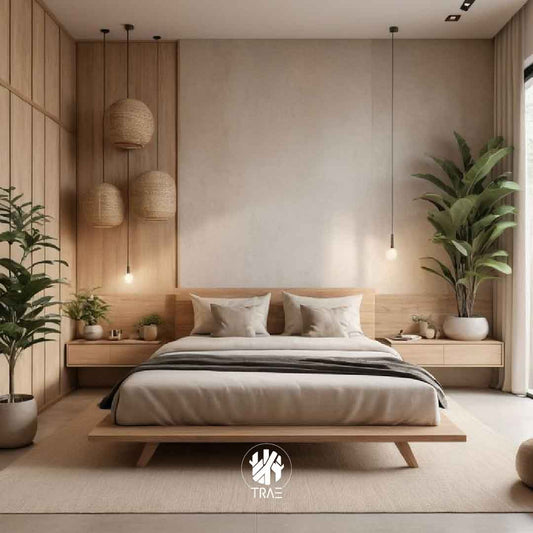 Cama Queen + mesas de noche madera