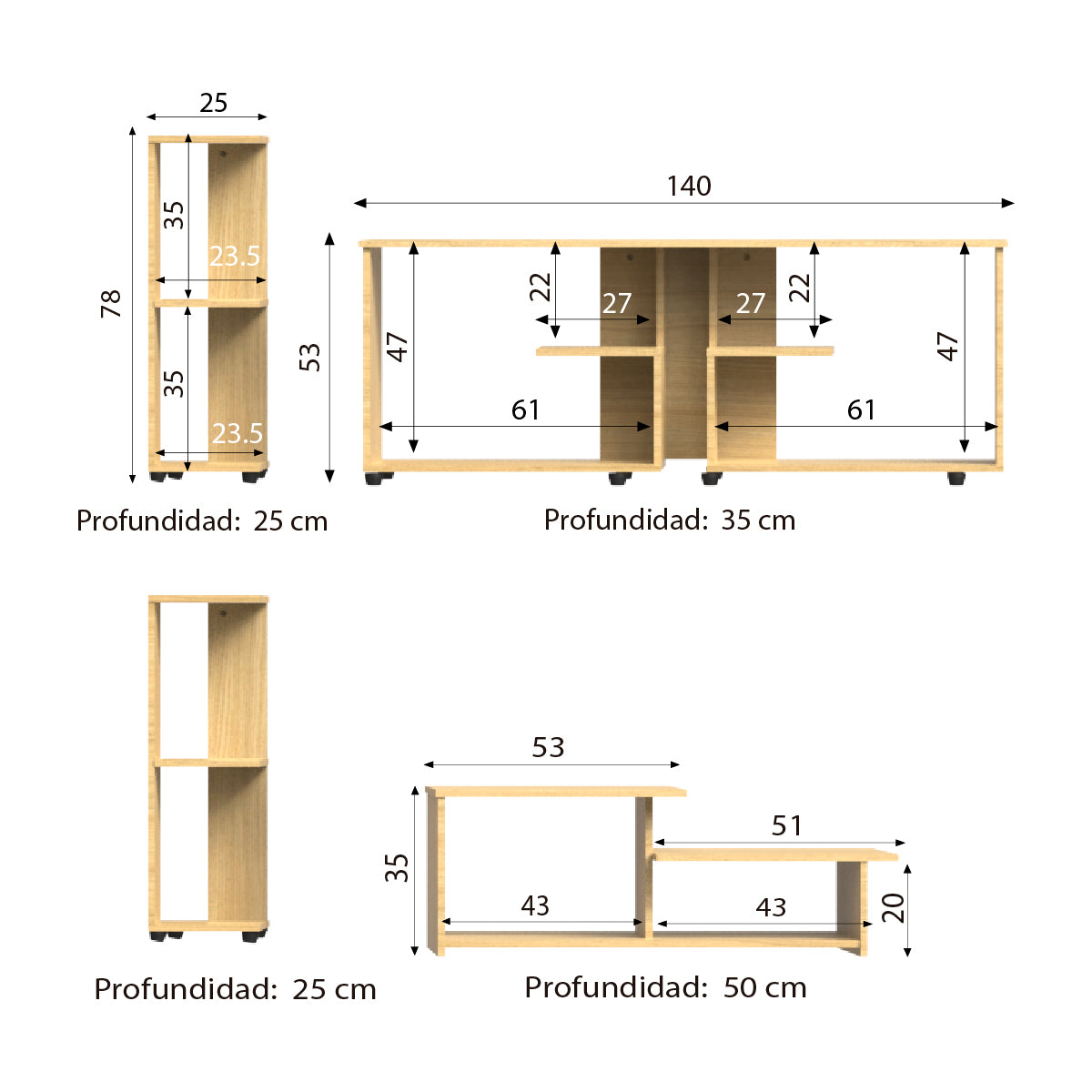 MODULE001 | TV Unit + Coffee Table + Side Tables