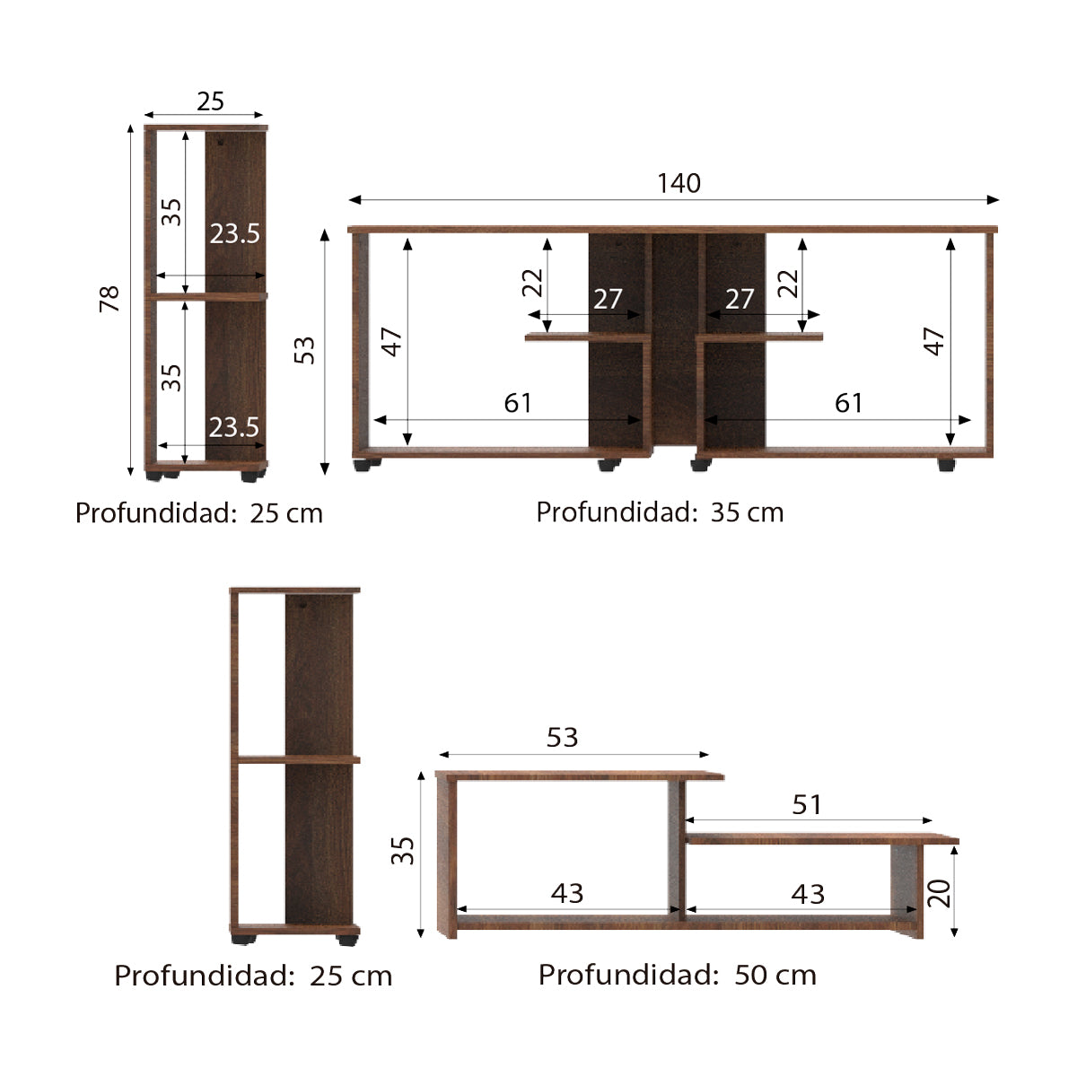 MODULE001 | TV Unit + Coffee Table + Side Tables